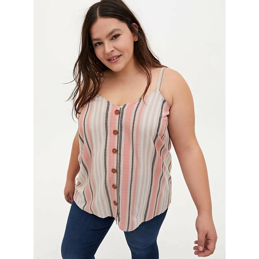 Torrid Size 4 4X Multi Striped Button Front Cami … - image 1